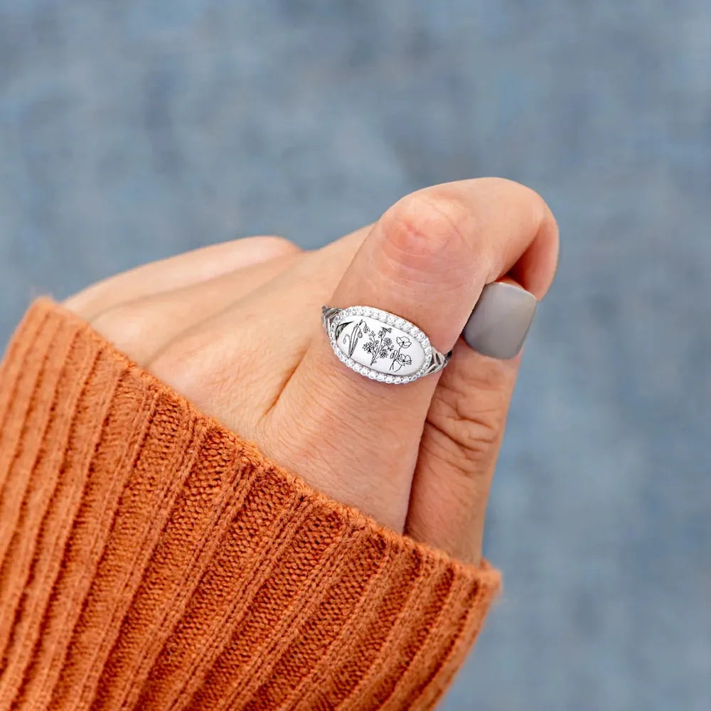 Flower Epoxy Gum Oil Inlaid Zircon Ring - Treasured Gift's & More