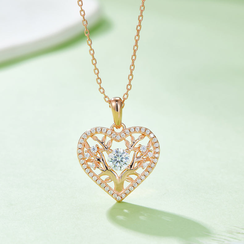 Moissanite 925 Sterling Silver Heart Shape Necklace - Treasured Gift's & More
