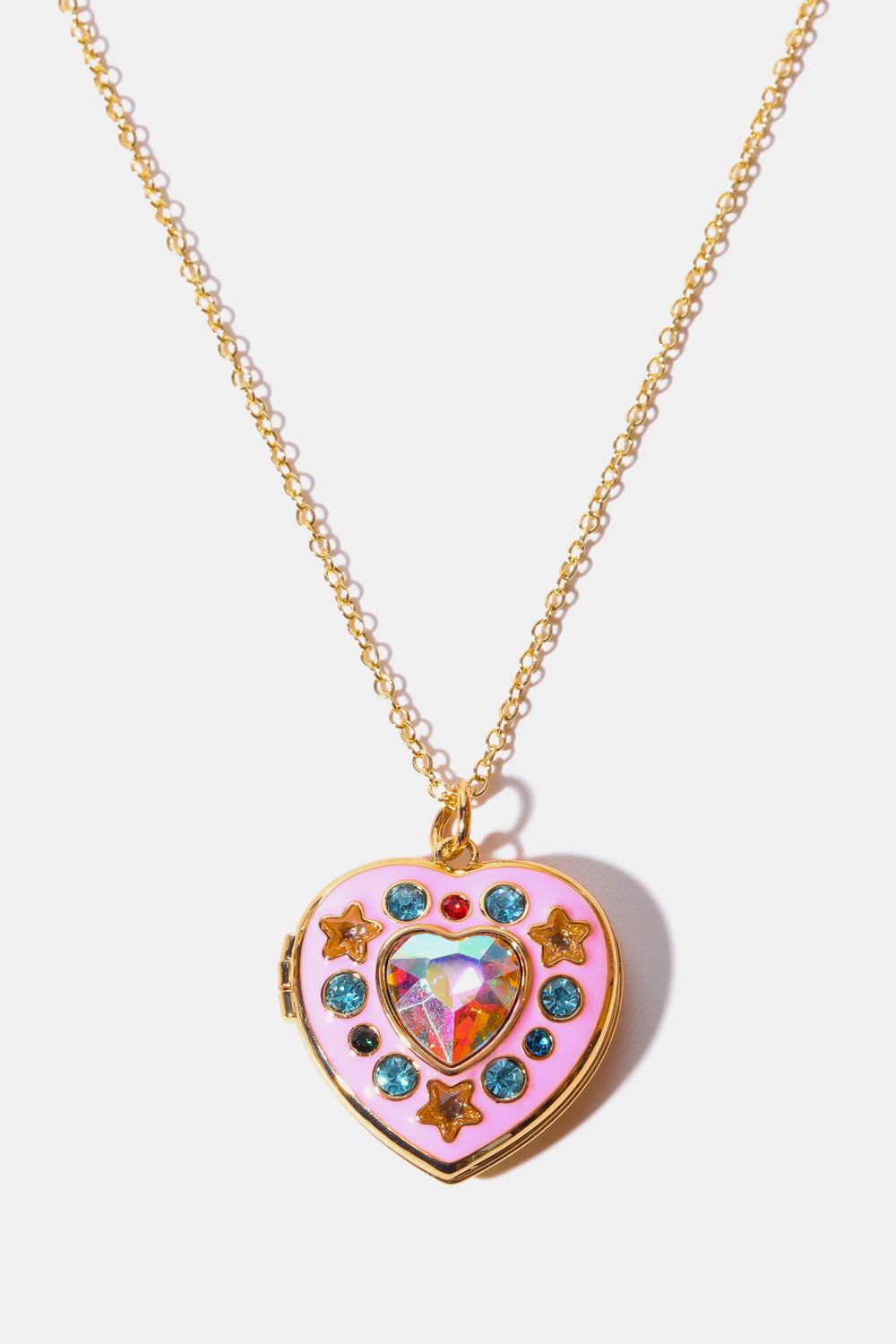 Rhinestone Decor Heart Box Pendant Necklace - Treasured Gift's & More