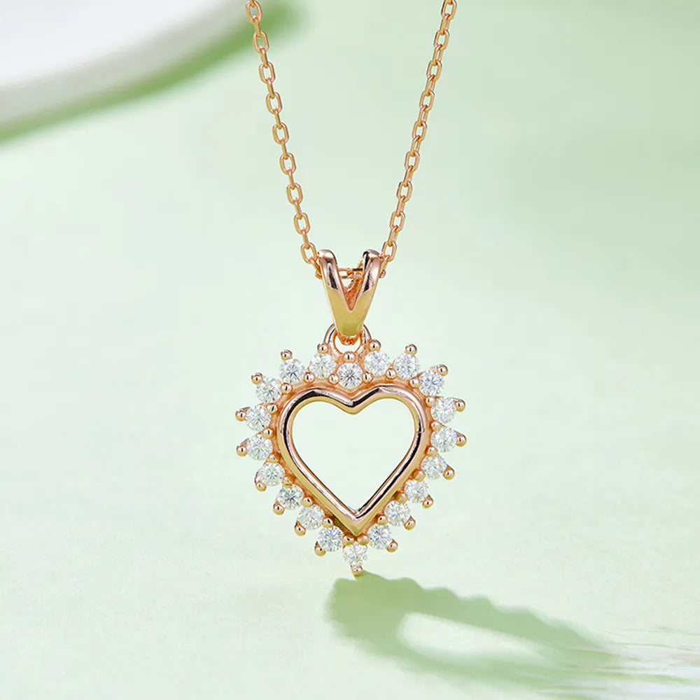 Moissanite 925 Sterling Silver Heart Pendant Necklace - Treasured Gift's & More
