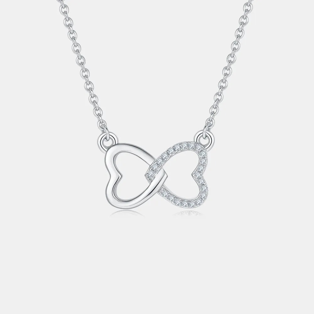Moissanite 925 Sterling Silver Heart Bow Necklace - Treasured Gift's & More