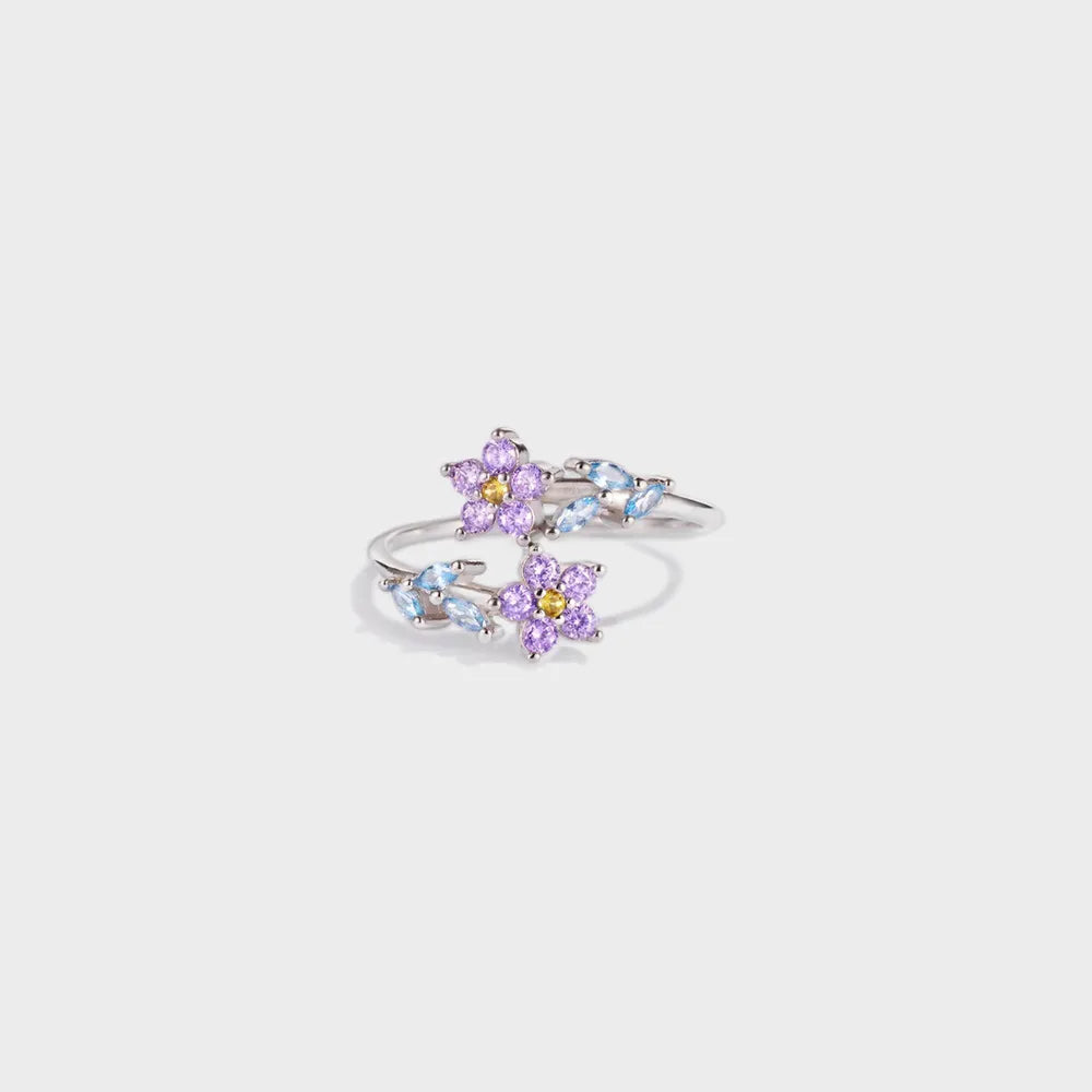 Flower Shape Inlaid Zircon 925 Sterling Silver Ring - Treasured Gift's & More