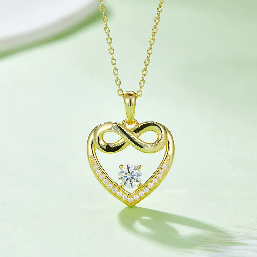 Moissanite 925 Sterling Silver Heart Necklace - Treasured Gift's & More