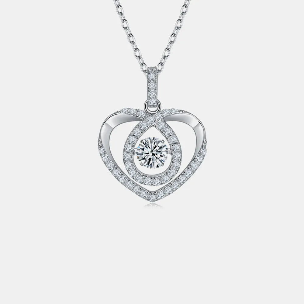 Moissanite 925 Sterling Silver Heart Shape Necklace - Treasured Gift's & More