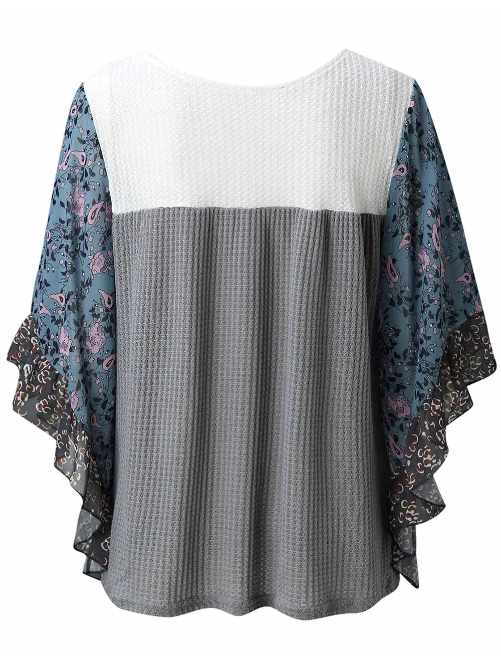 Full Size Printed Round Neck Three-Quarter Sleeve Blouse - Treasured Gift's & More