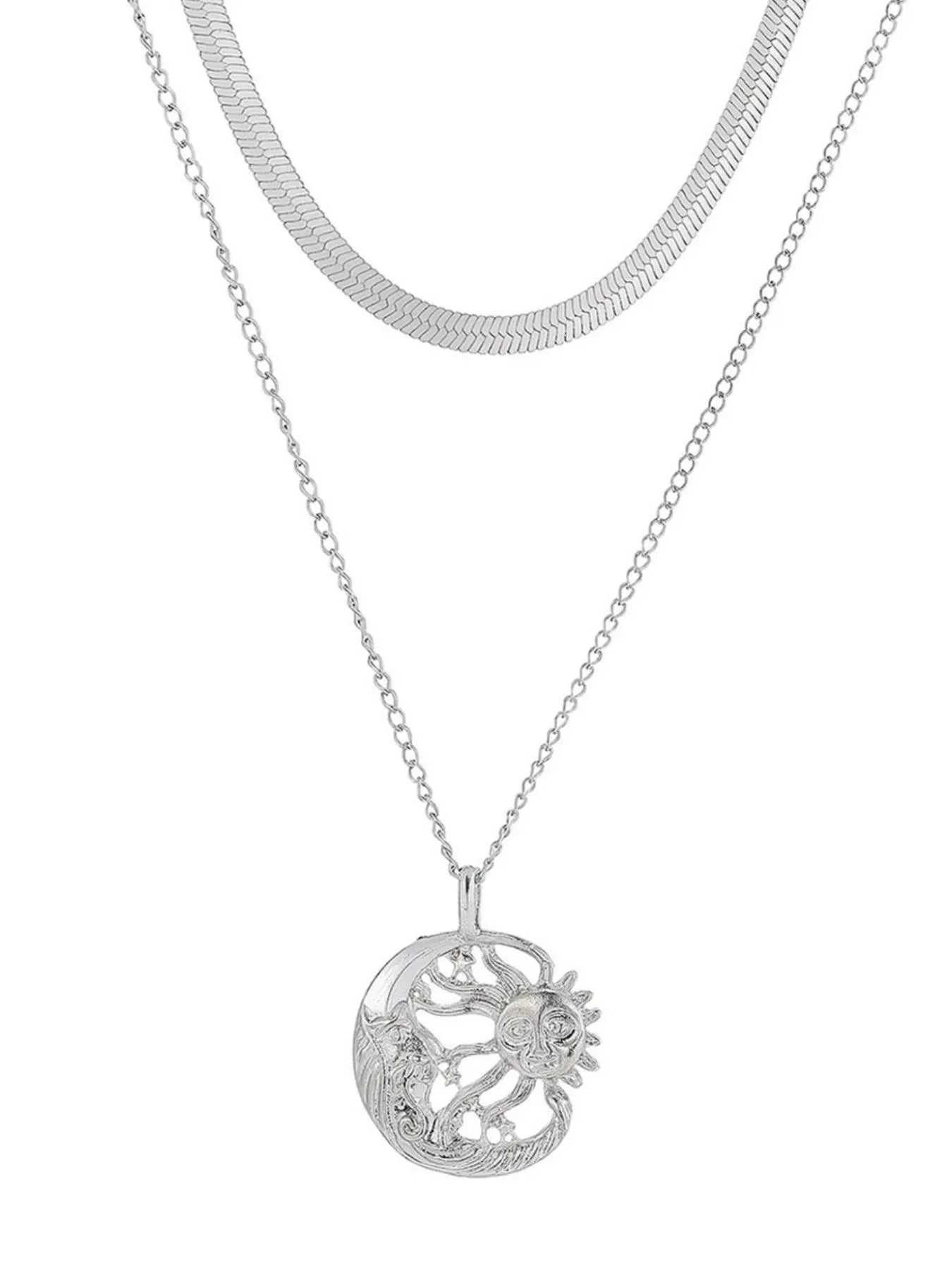Double Layer Sun Moon Necklace - Treasured Gift's & More