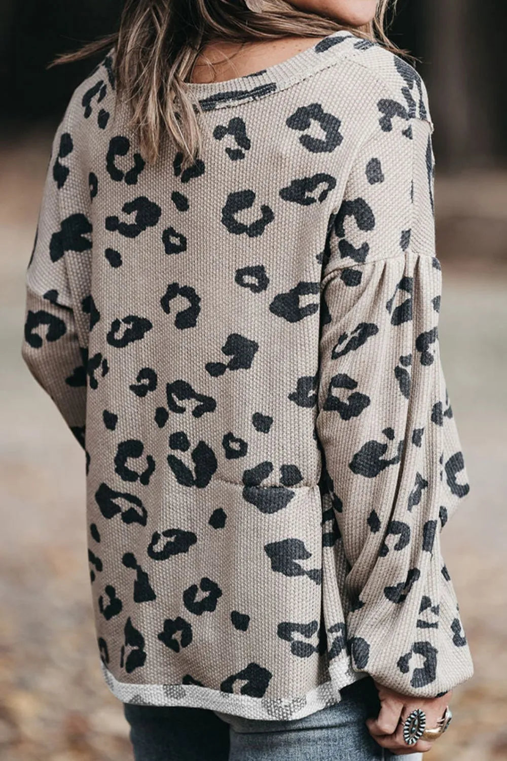 Plus Size Leopard V-Neck Dropped Shoulder T-Shirt - Treasured Gift's & More