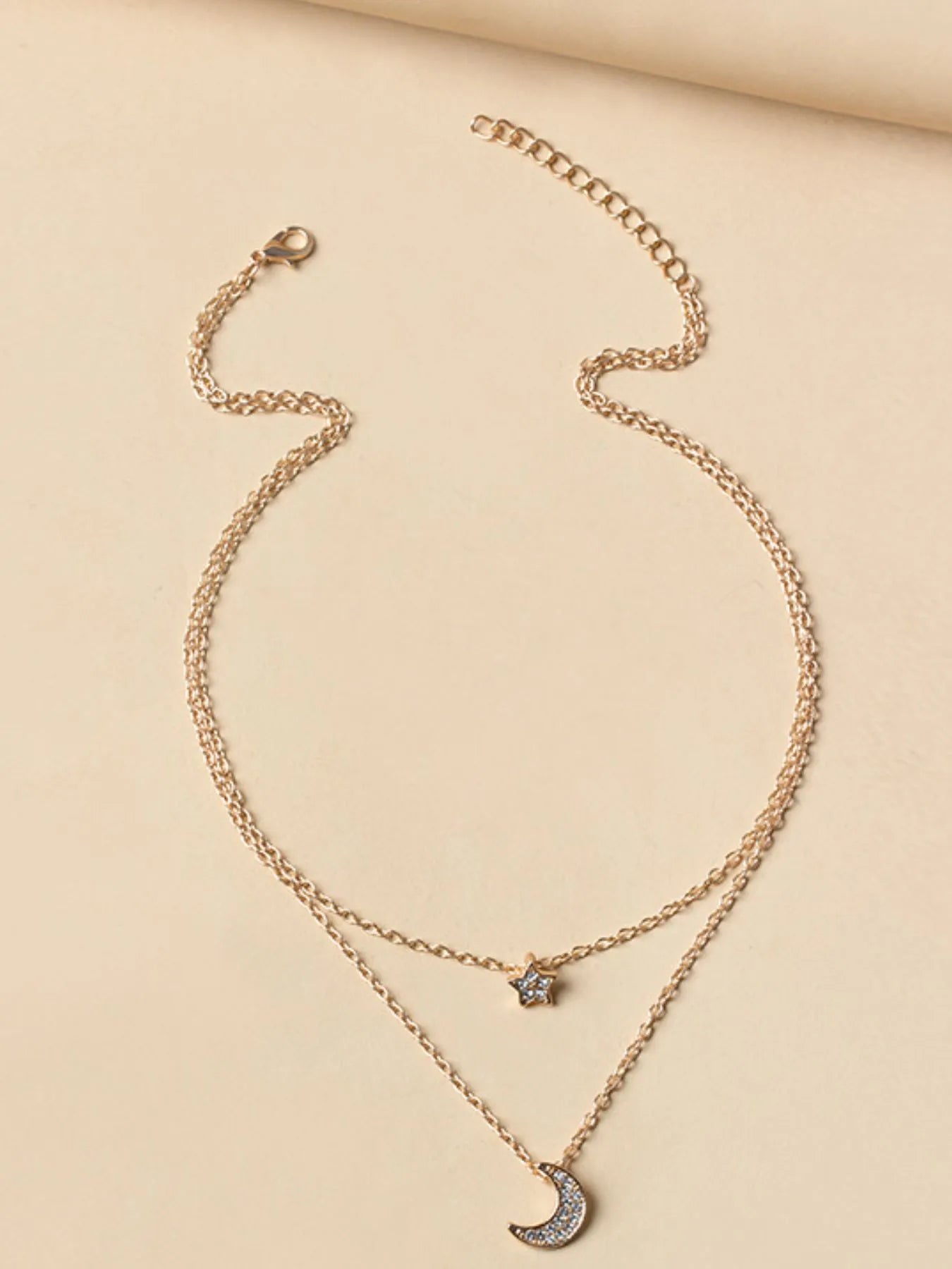 Double Layered Star and Moon Pendant Necklace - Treasured Gift's & More