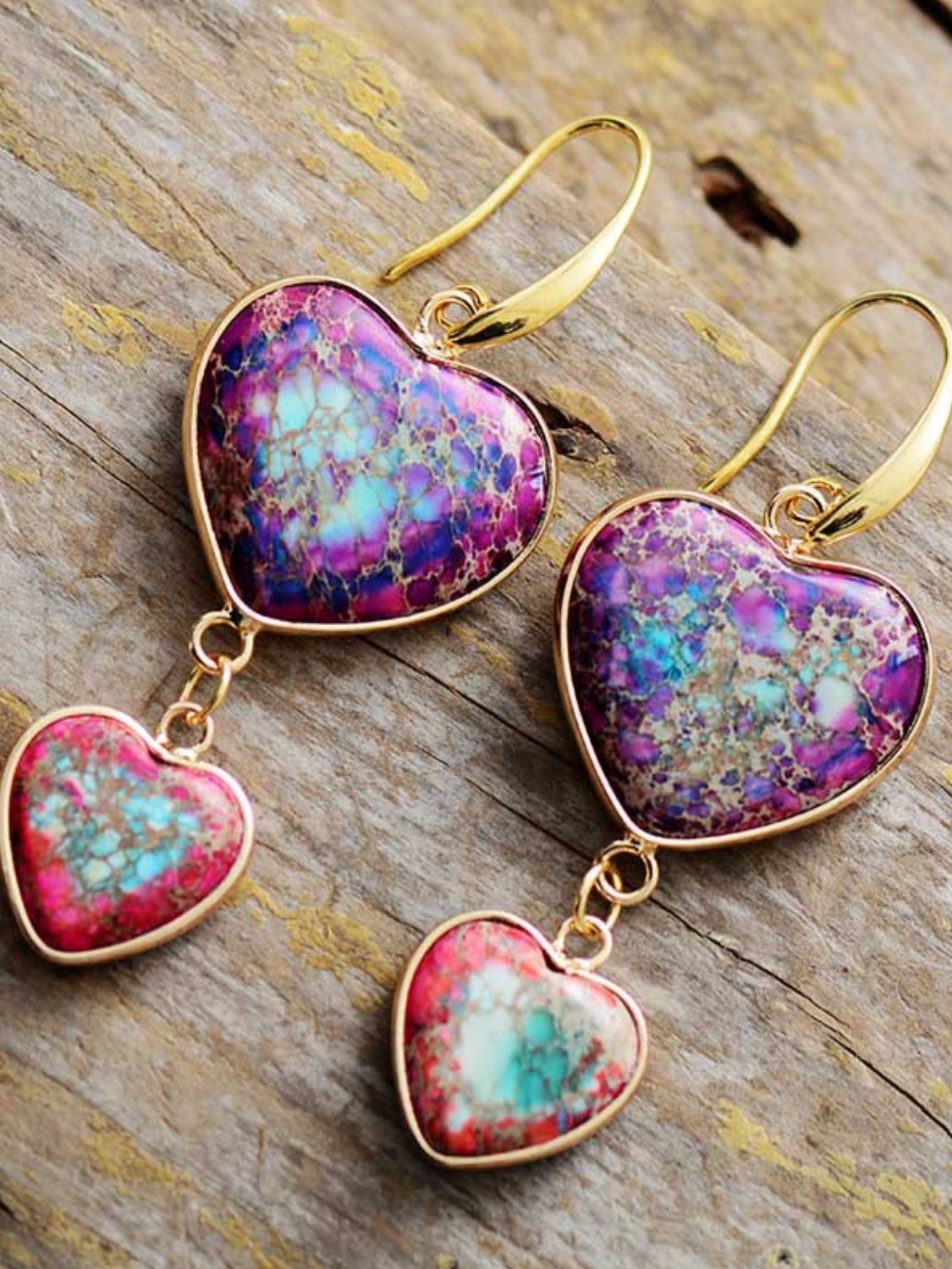 Heart Shape Imperial Jasper Dangle Earrings - Treasured Gift's & More