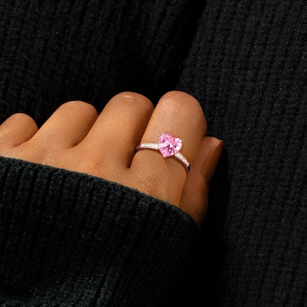 Heart Zircon 925 Sterling Silver Ring - Treasured Gift's & More