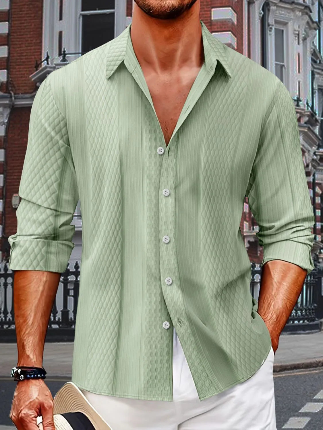 Men's Full Size Button Up Long Sleeve Shirt Plus Size - Treasured Gift's & More