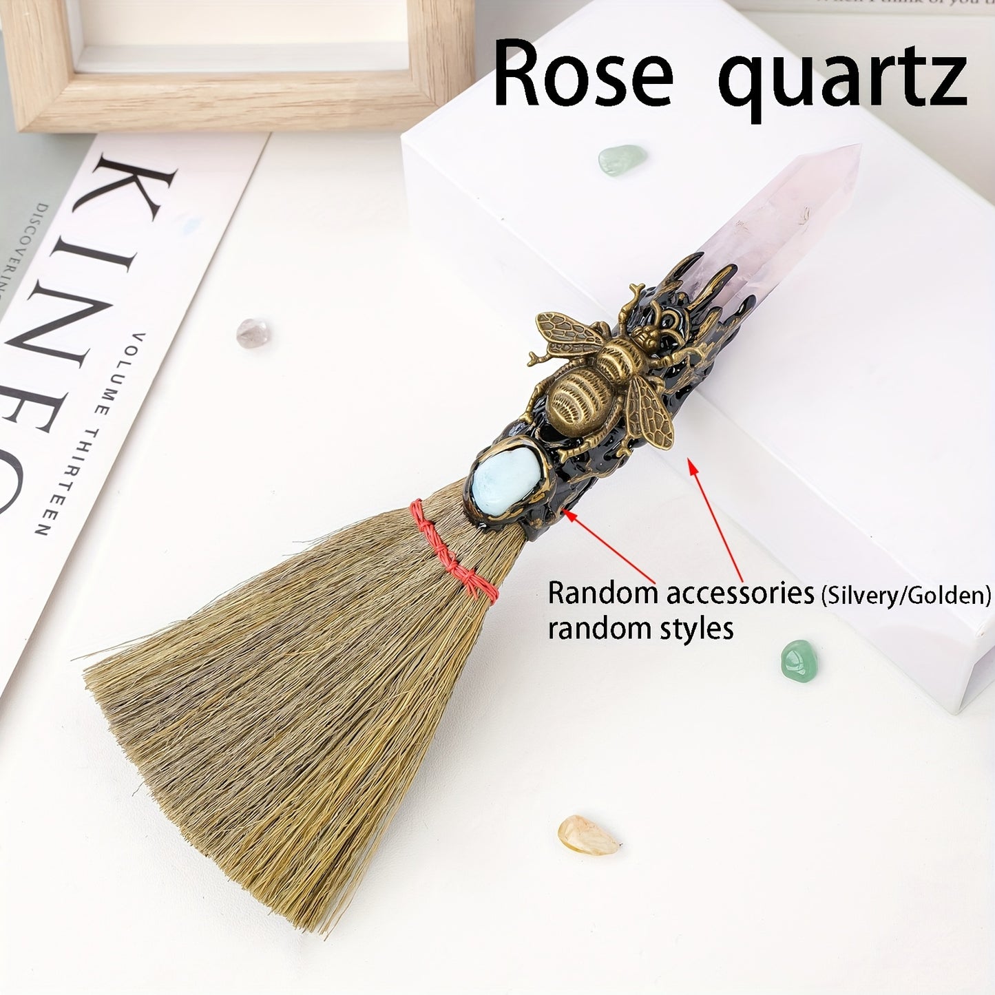 1PC Natural Crystal Point Wand Small Broom Tools