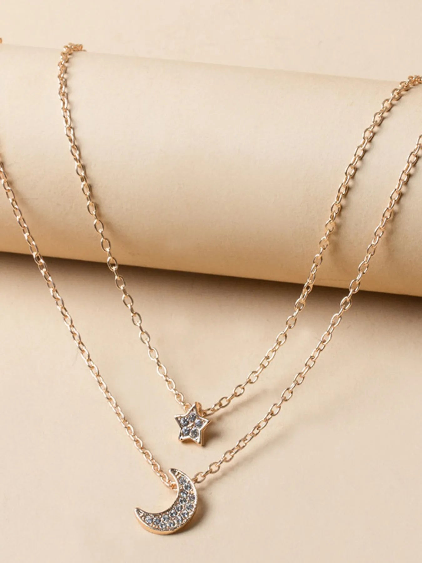 Double Layered Star and Moon Pendant Necklace - Treasured Gift's & More