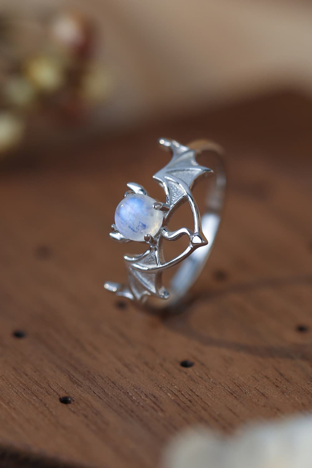 Moonstone Bat 925 Sterling Silver Ring - Treasured Gift's & More