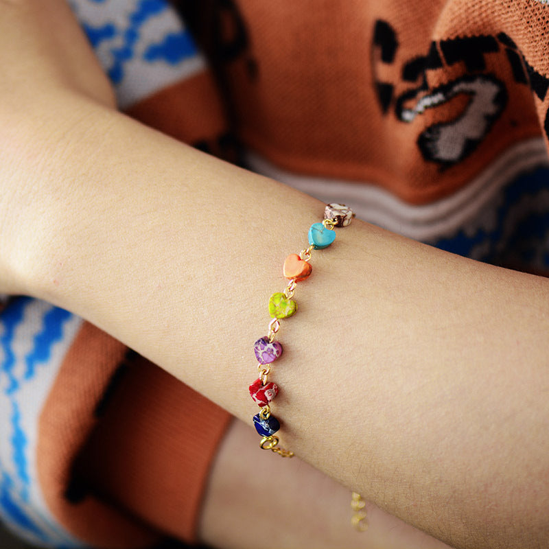 Heart Natural Stone Bracelet - Treasured Gift's & More