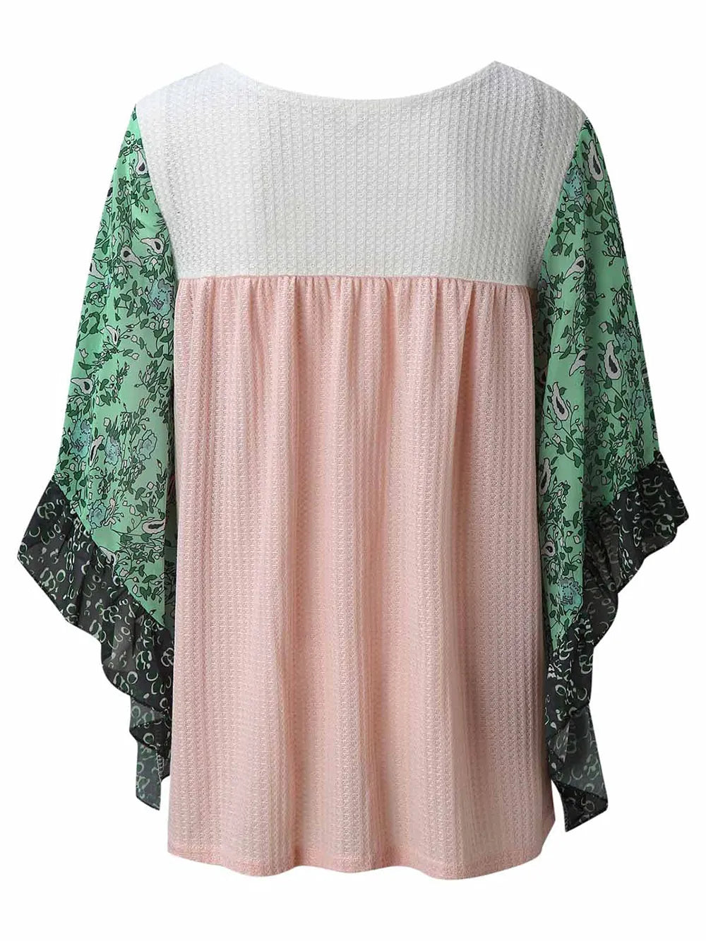 Full Size Printed Round Neck Three-Quarter Sleeve Blouse - Treasured Gift's & More