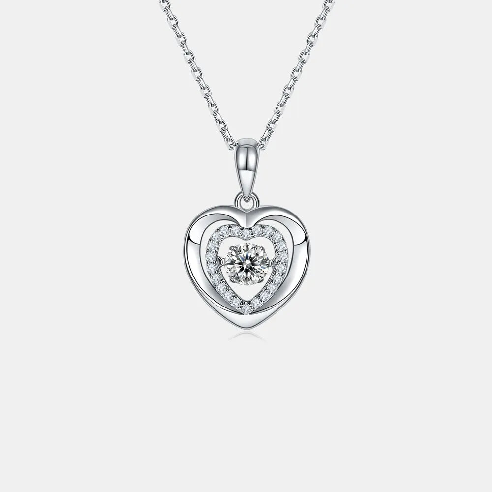 Moissanite 925 Sterling Silver Heart Necklace - Treasured Gift's & More