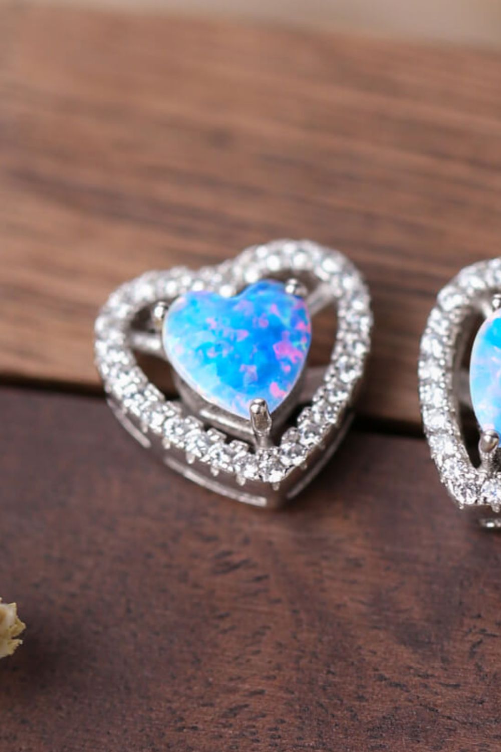 925 Sterling Silver Opal Heart Stud Earrings - Treasured Gift's & More
