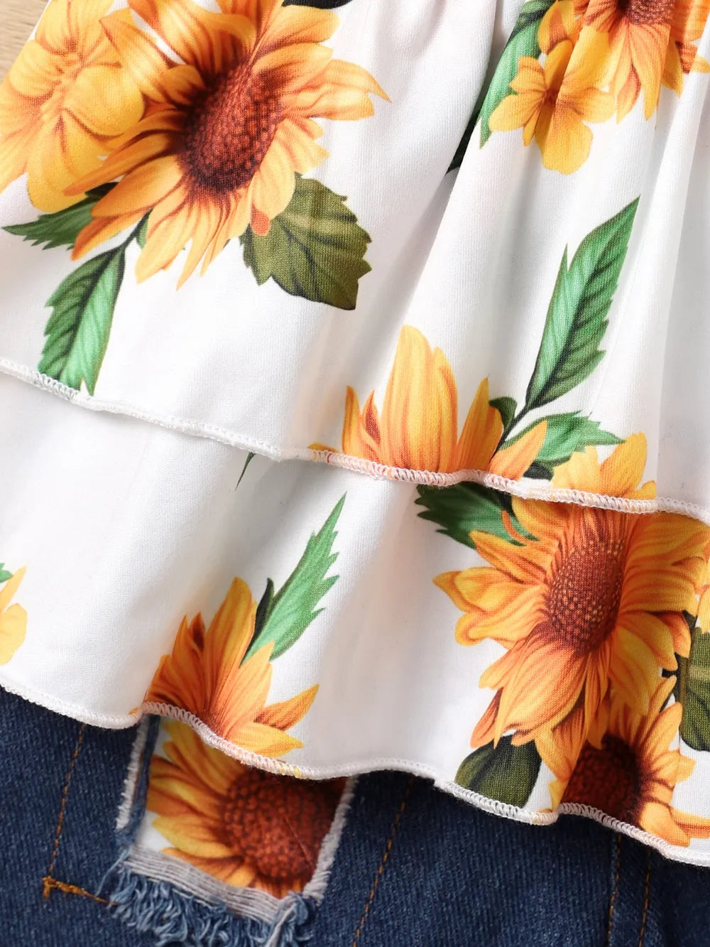Children's Sunflower Ruffled Short Sleeve Top and Shorts Set - Treasured Gift's & More