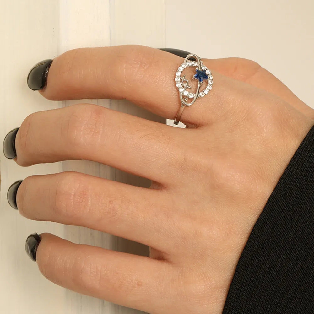 Planet Shape Inlaid Zircon 925 Sterling Silver Ring - Treasured Gift's & More