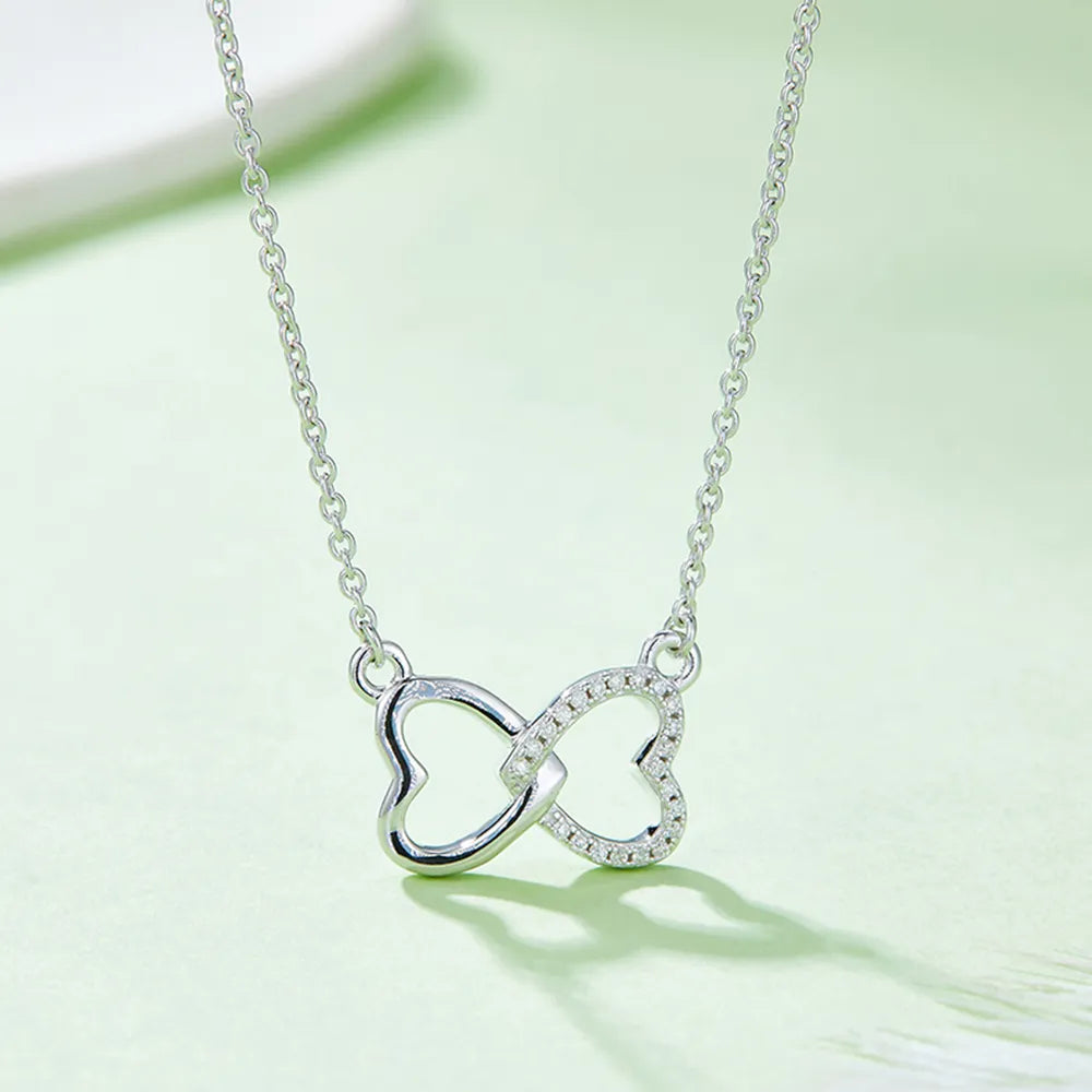 Moissanite 925 Sterling Silver Heart Bow Necklace - Treasured Gift's & More