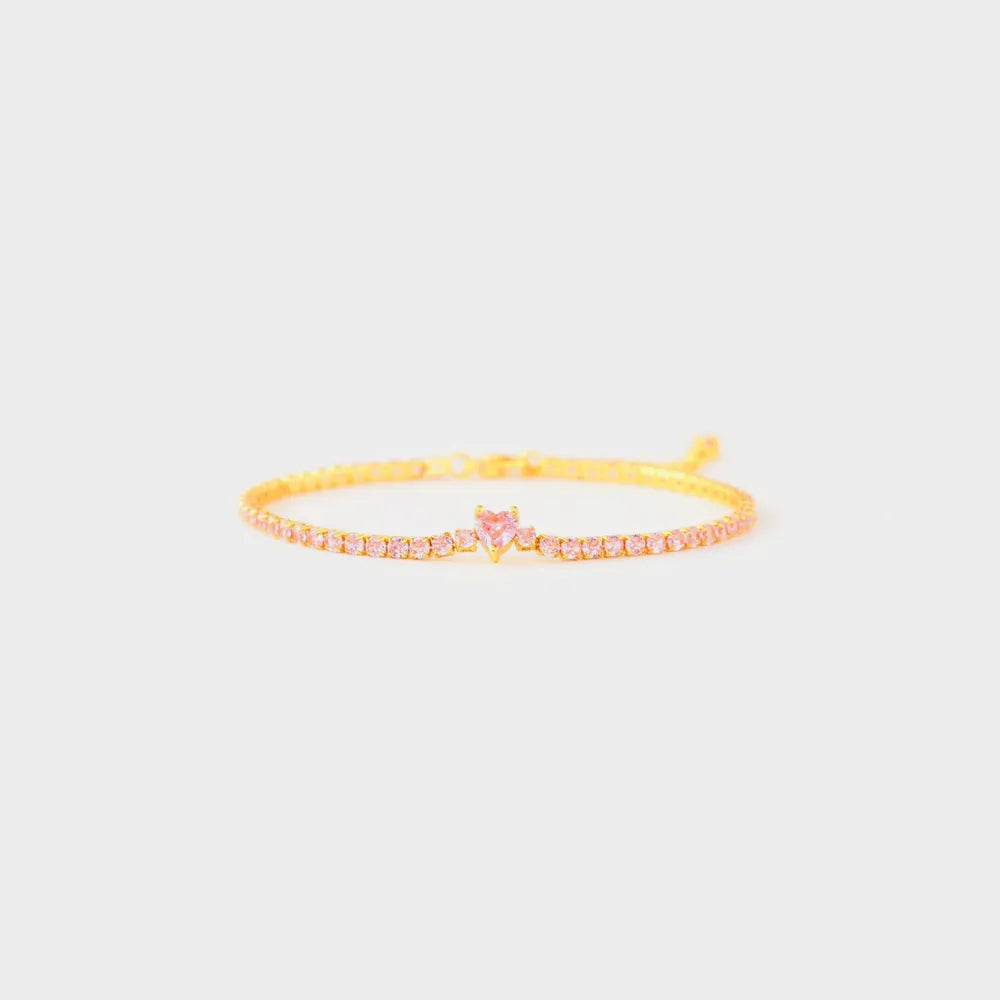 Heart Shape Inlaid Zircon 18K Gold-Plated Bracelet - Treasured Gift's & More