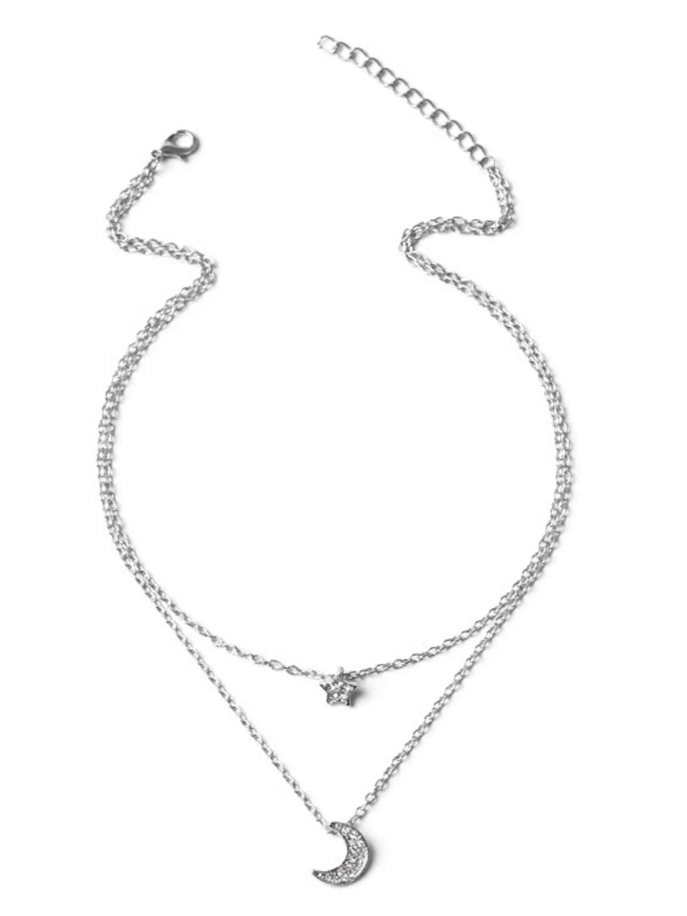 Double Layered Star and Moon Pendant Necklace - Treasured Gift's & More