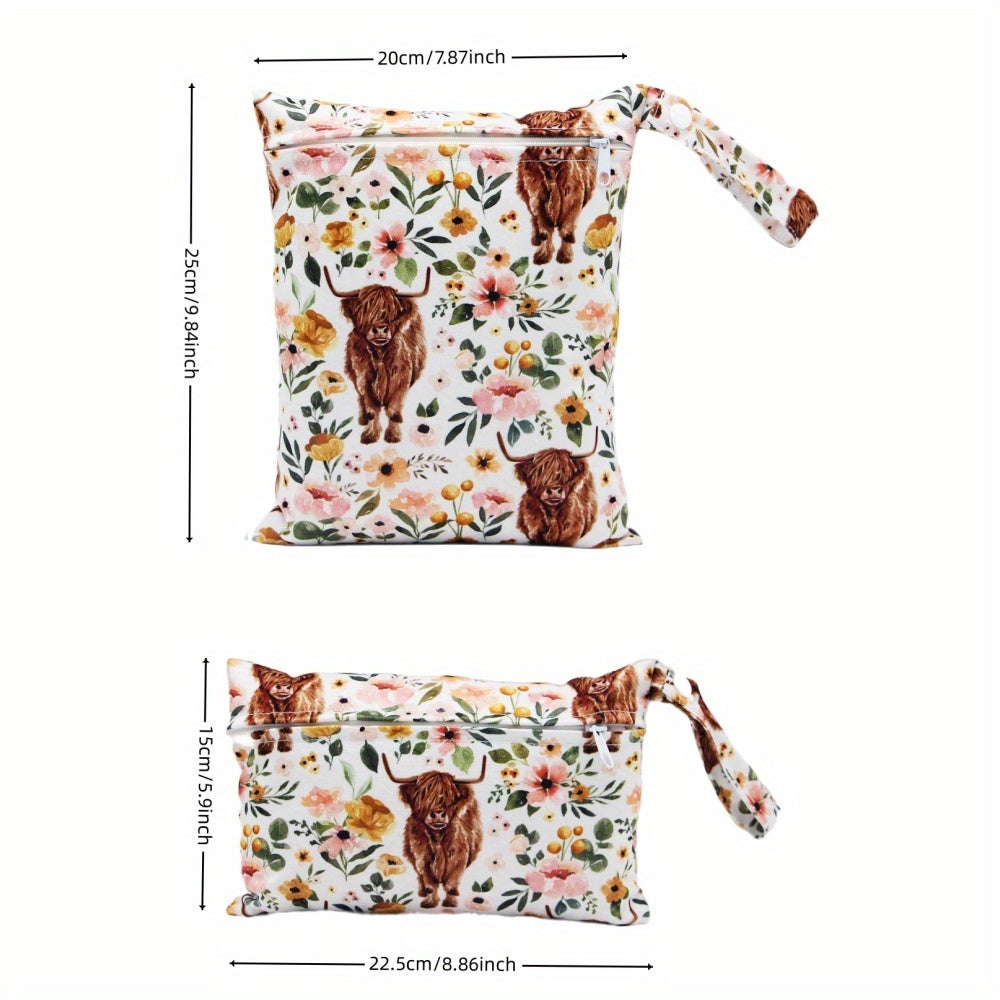 2pcs Soft Cute Cow Prints Wet Bags