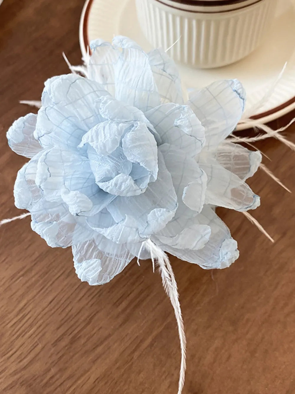Feather Trim Flower Shape Hair Claw Clip - Treasured Gift's & More