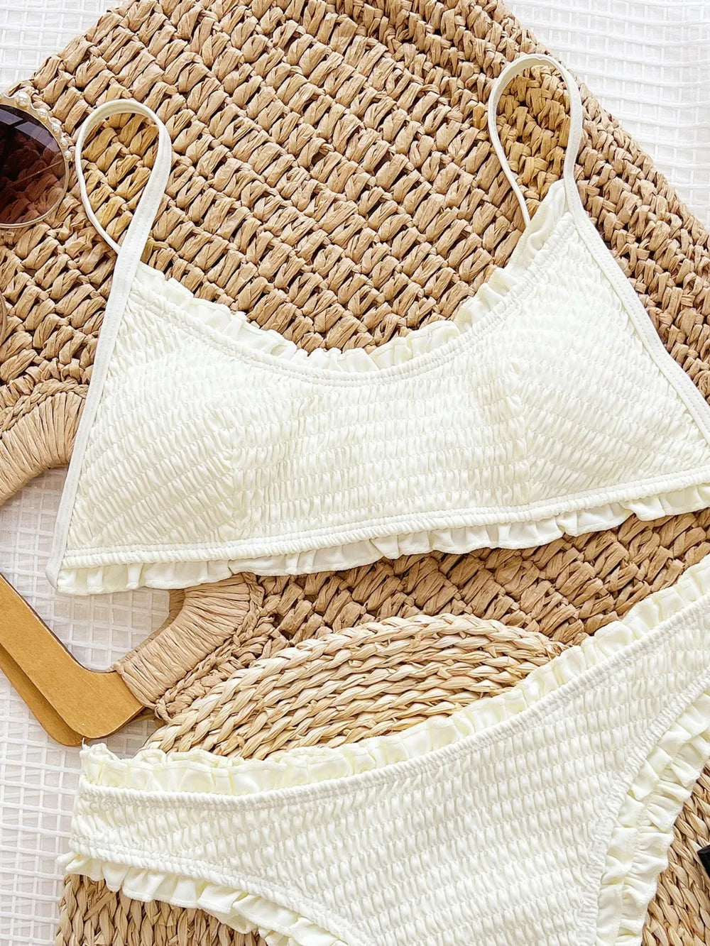 Frill Textured Spaghetti Strap Two-Piece Swim Set - Treasured Gift's & More