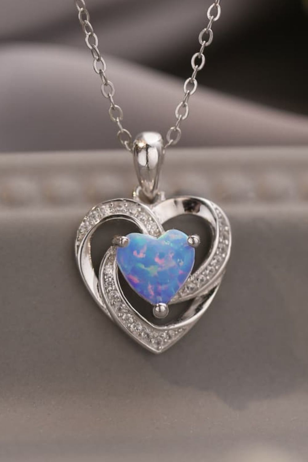 Opal Heart Pendant Necklace - Treasured Gift's & More