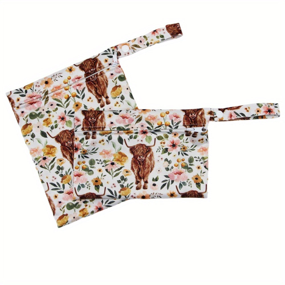 2pcs Soft Cute Cow Prints Wet Bags