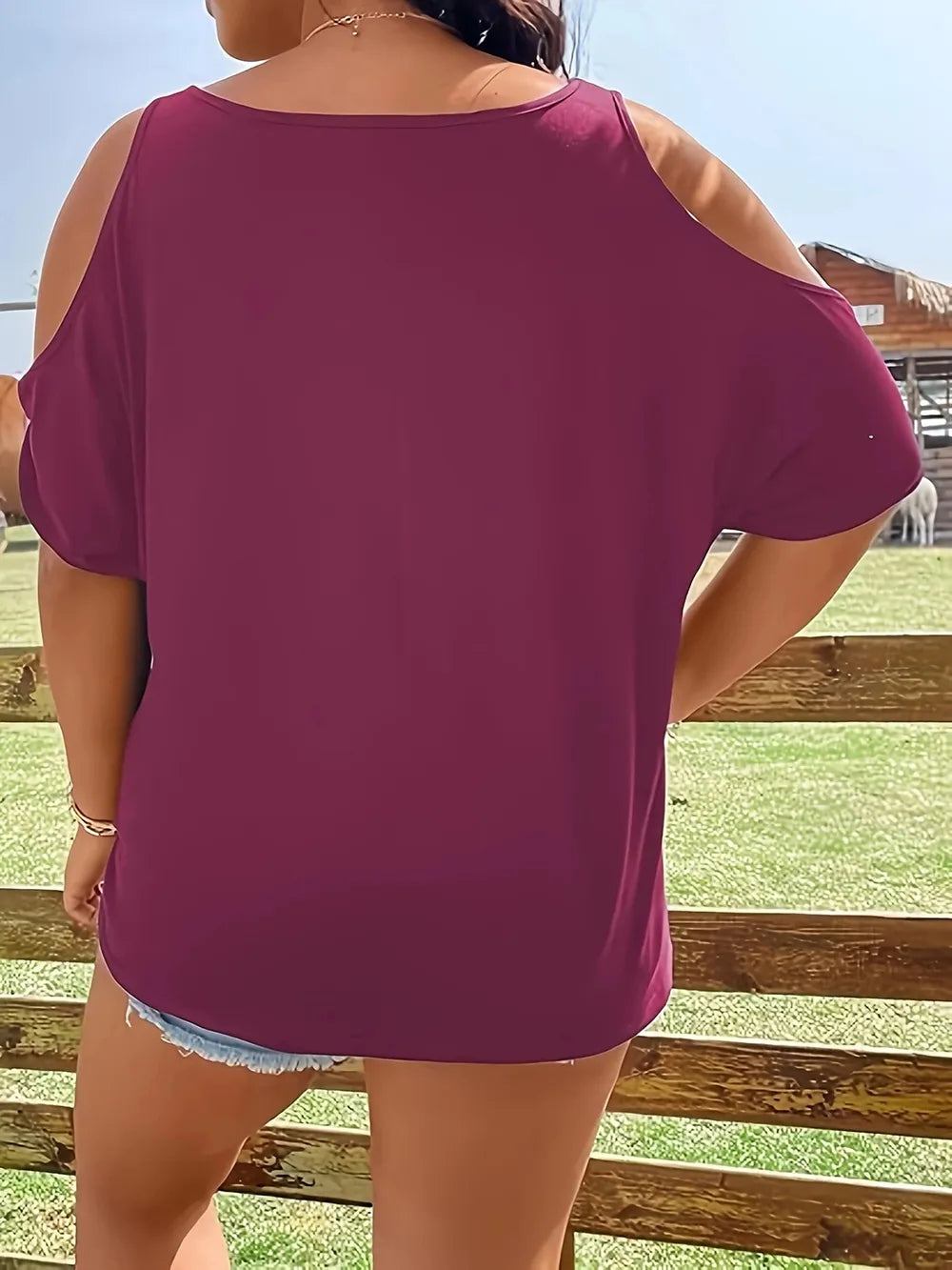 Plus Size Skeleton Graphic Round Neck Cold Shoulder T-Shirt - Treasured Gift's & More