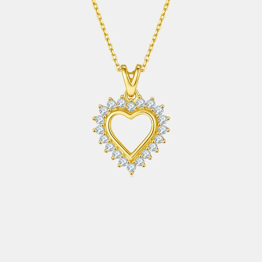 Moissanite 925 Sterling Silver Heart Pendant Necklace - Treasured Gift's & More