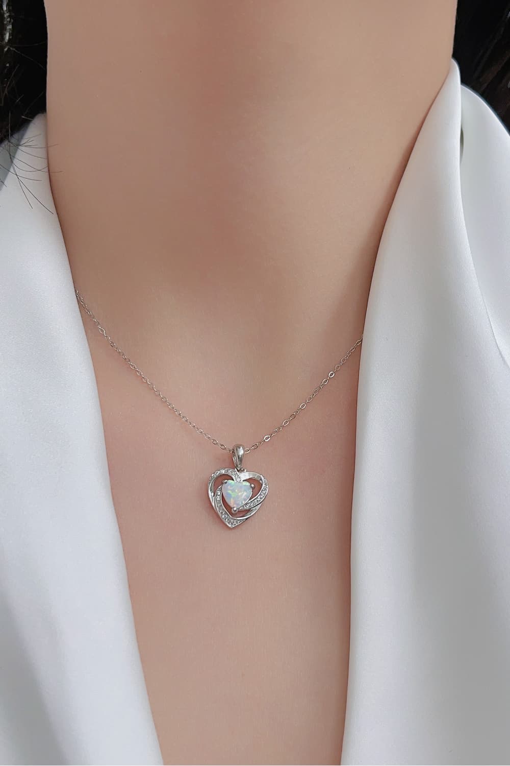 Opal Heart Pendant Necklace - Treasured Gift's & More