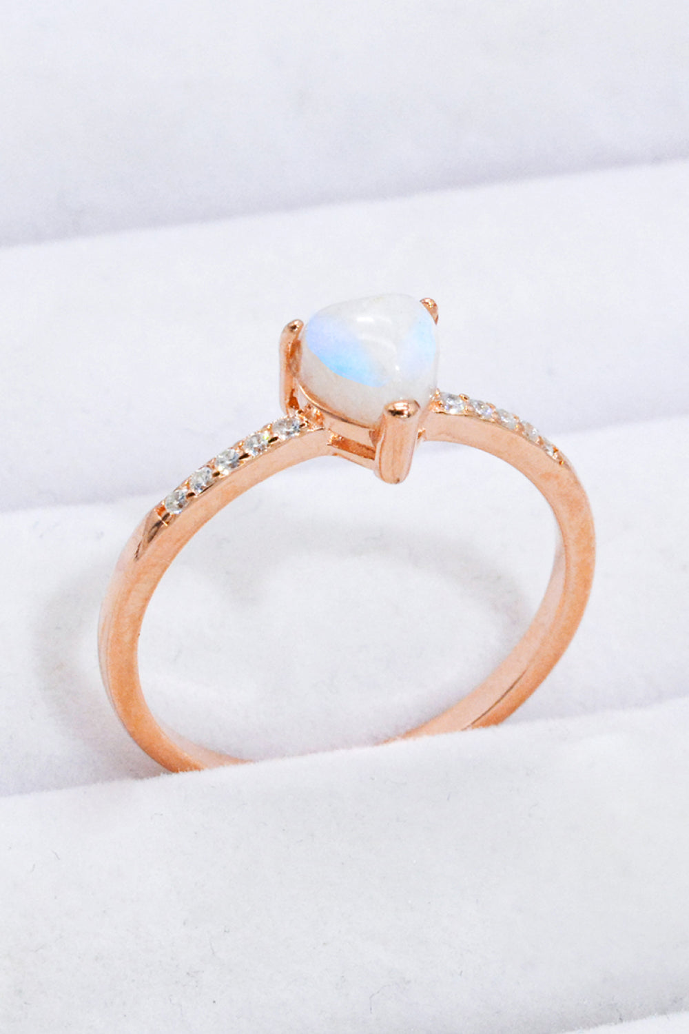 Natural Moonstone Heart 18K Rose Gold-Plated Ring - Treasured Gift's & More