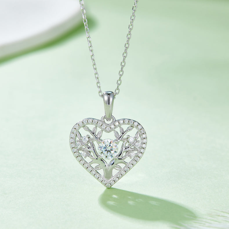 Moissanite 925 Sterling Silver Heart Shape Necklace - Treasured Gift's & More