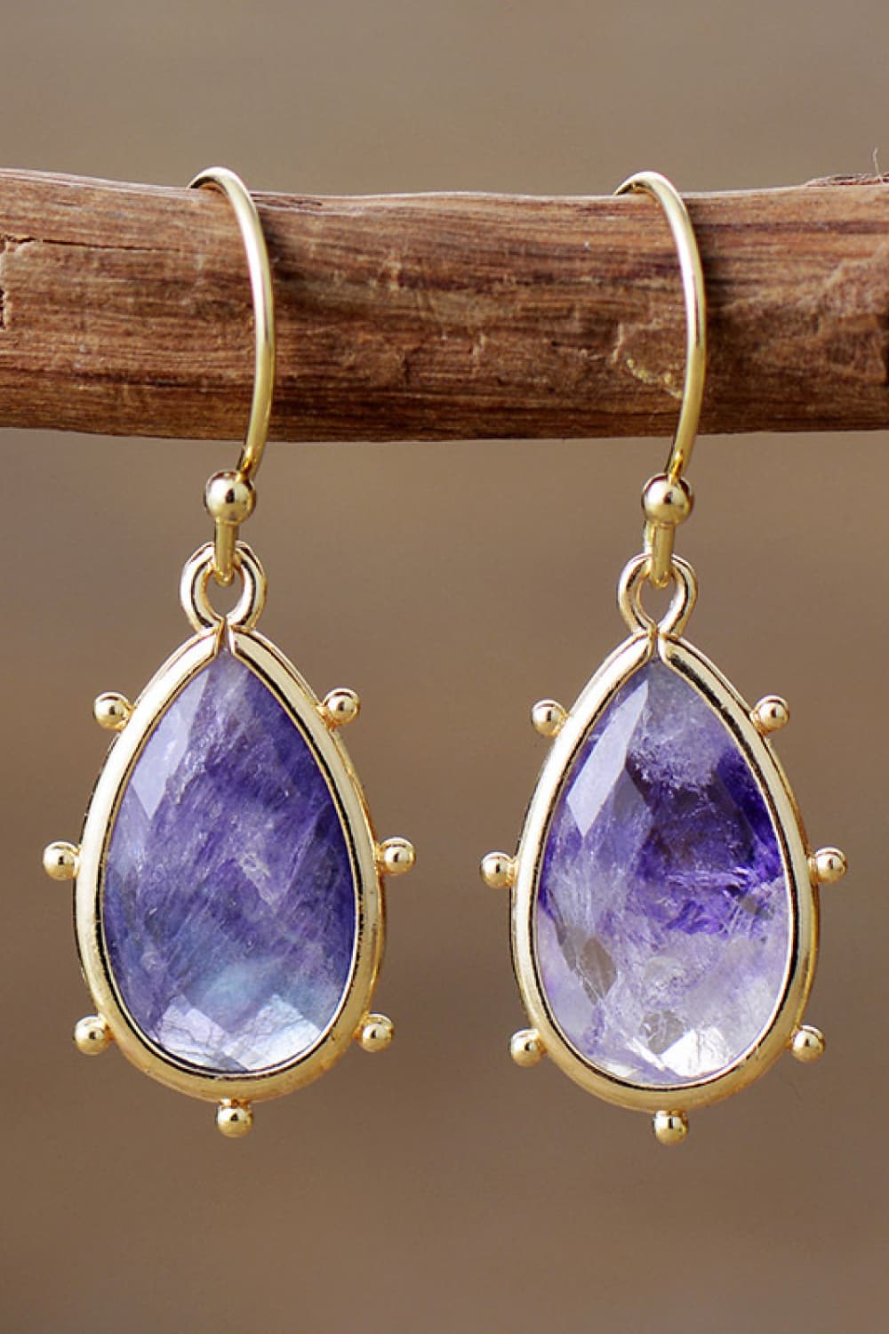 Natural Stone Teardrop Earrings - Treasured Gift's & More