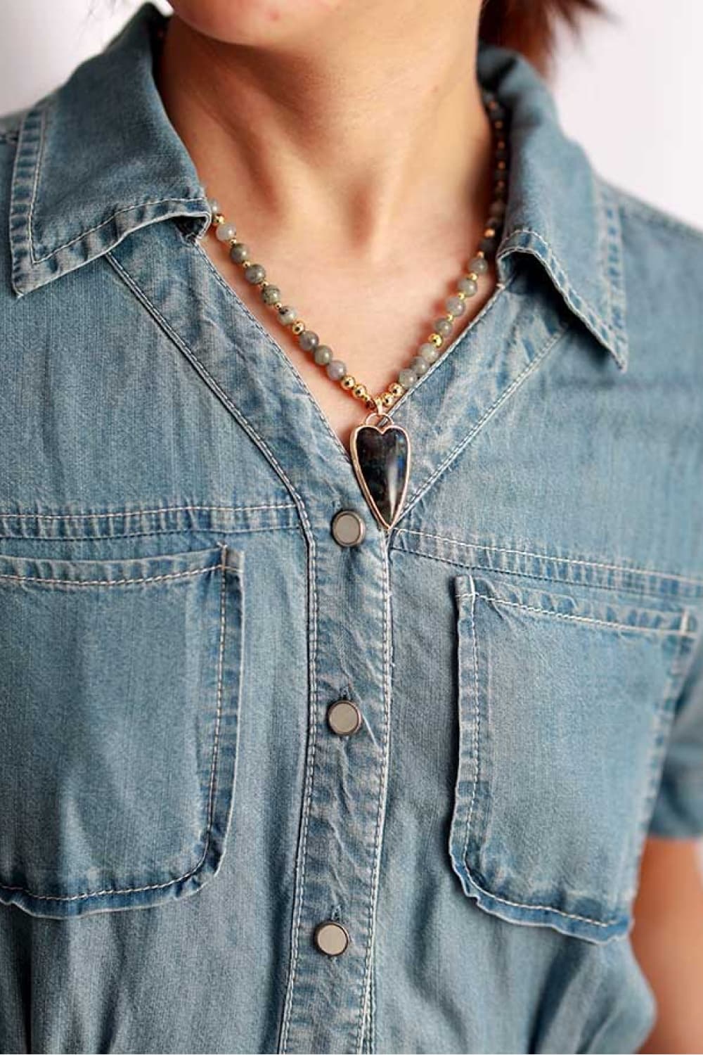 Natural Stone Pendant Beaded Necklace - Treasured Gift's & More