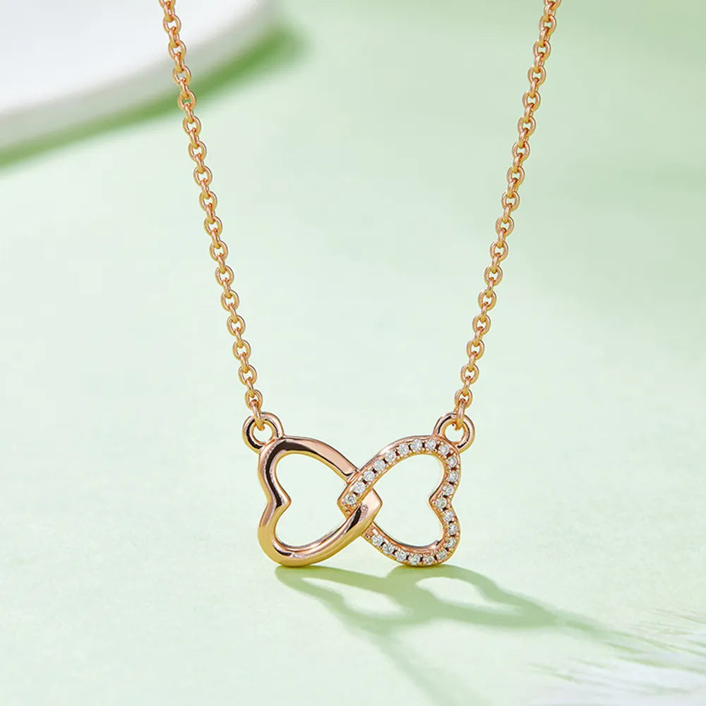 Moissanite 925 Sterling Silver Heart Bow Necklace - Treasured Gift's & More