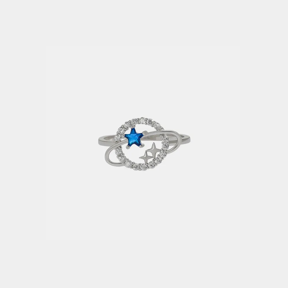 Planet Shape Inlaid Zircon 925 Sterling Silver Ring - Treasured Gift's & More