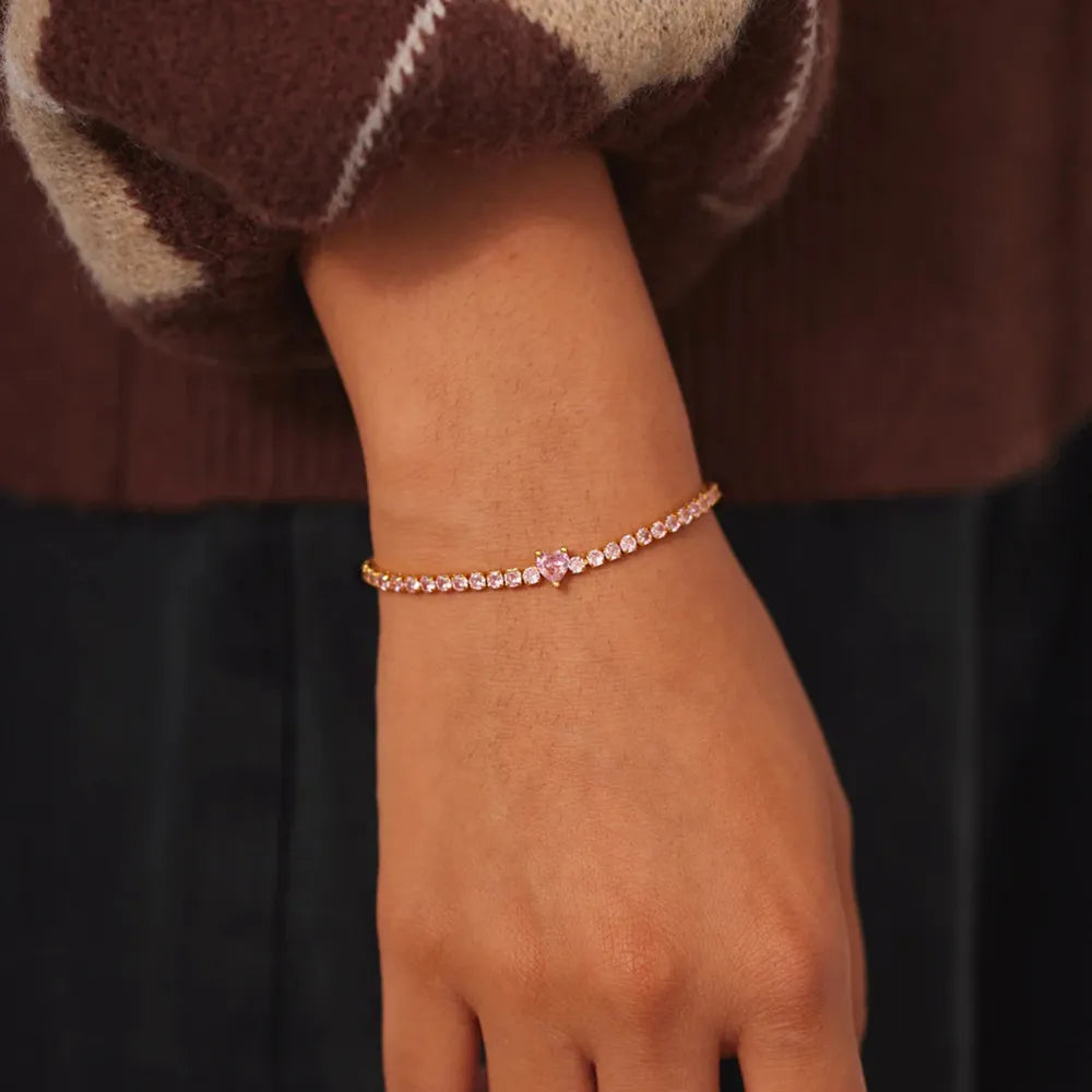 Heart Shape Inlaid Zircon 18K Gold-Plated Bracelet - Treasured Gift's & More