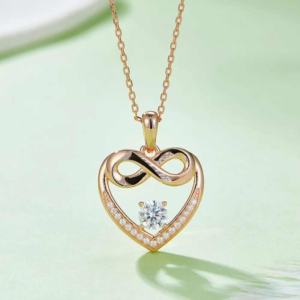 Moissanite 925 Sterling Silver Heart Necklace - Treasured Gift's & More