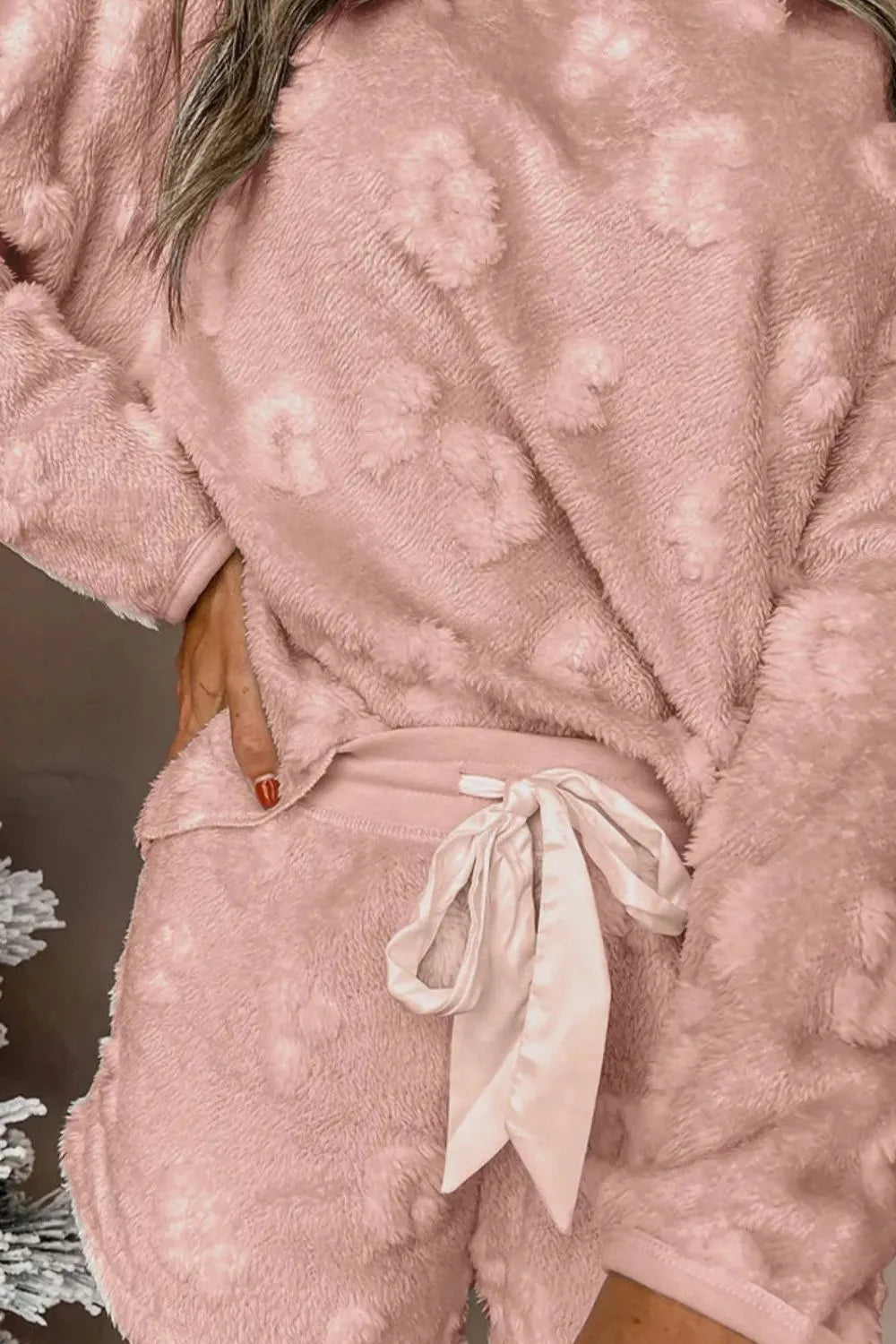 Round Neck Long Sleeve Top and Shorts Lounge Set - Treasured Gift's & More