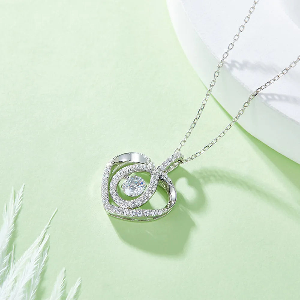 Moissanite 925 Sterling Silver Heart Shape Necklace - Treasured Gift's & More