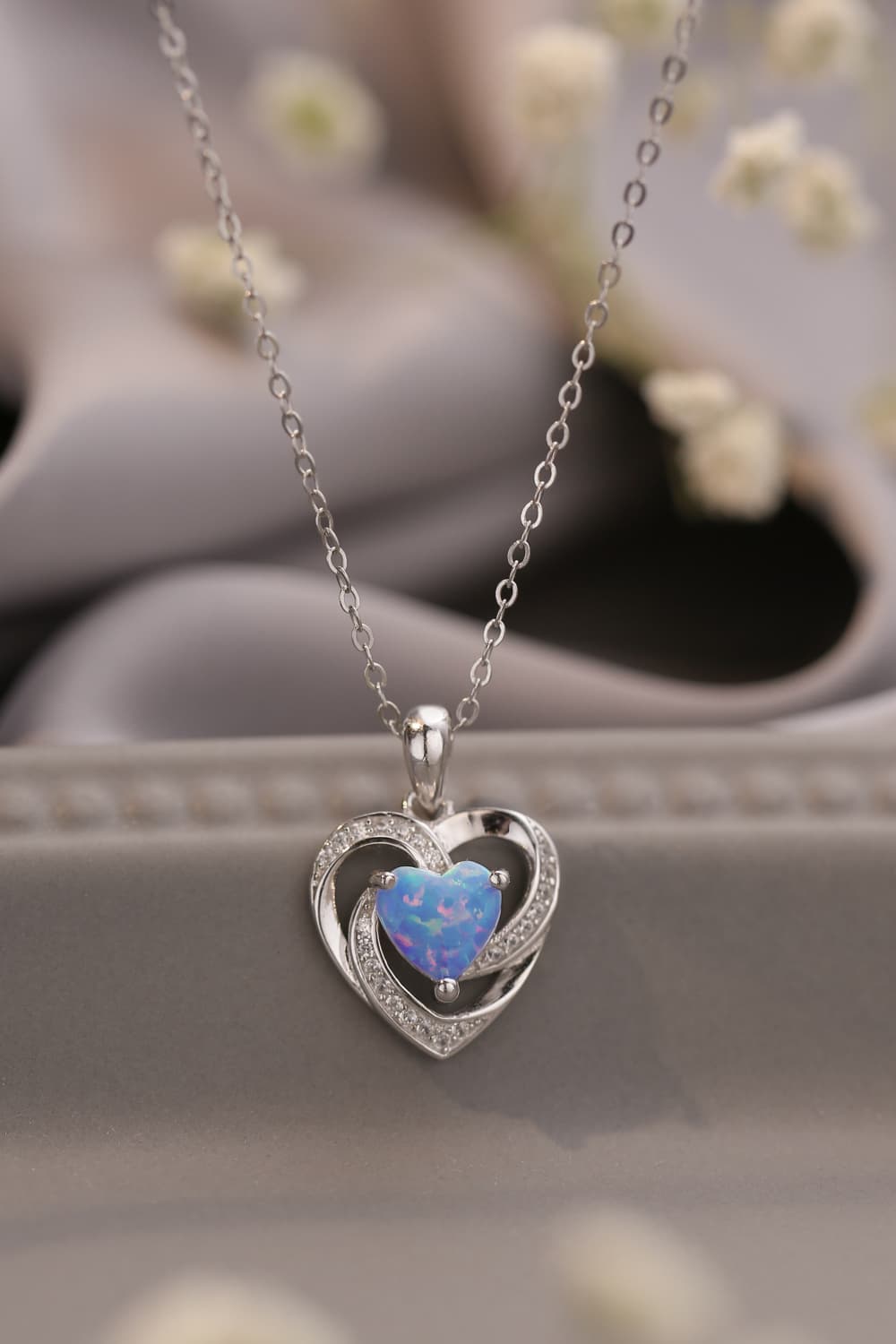 Opal Heart Pendant Necklace - Treasured Gift's & More