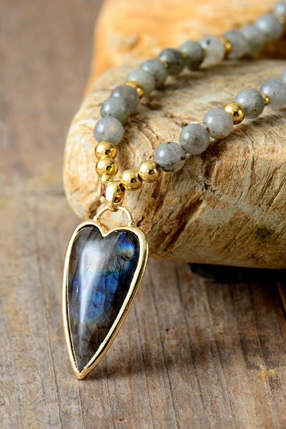 Natural Stone Pendant Beaded Necklace - Treasured Gift's & More