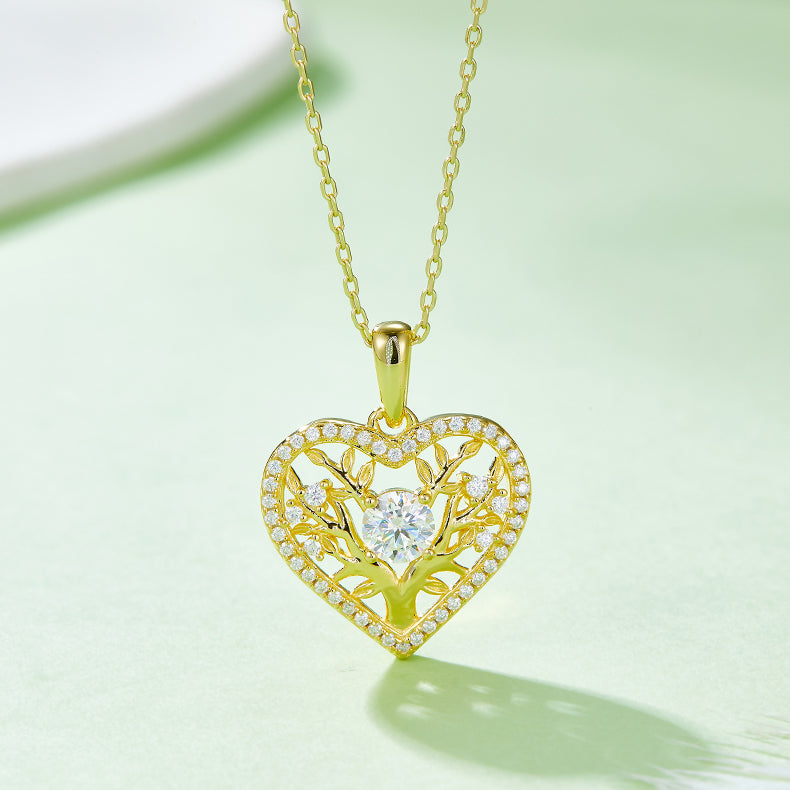 Moissanite 925 Sterling Silver Heart Shape Necklace - Treasured Gift's & More