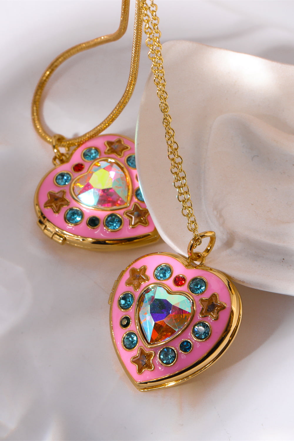 Rhinestone Decor Heart Box Pendant Necklace - Treasured Gift's & More