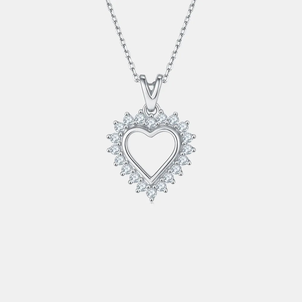 Moissanite 925 Sterling Silver Heart Pendant Necklace - Treasured Gift's & More
